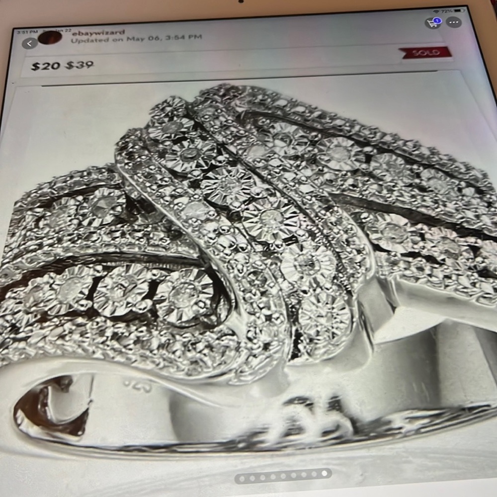 Ladies 925 sterling silver right hand ring, sz 6